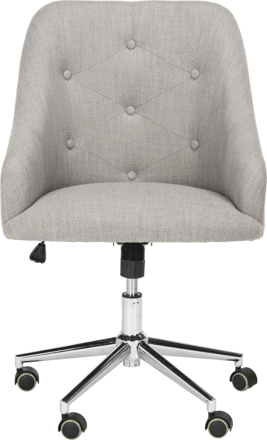 Safavieh Evelynn Tufted Linen Chrome Leg Swivel Office Chair Grey and Furniture main image