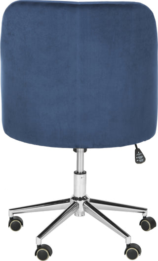 Safavieh Evelynn Tufted Velvet Chrome Leg Swivel Office Chair Navy and Furniture 