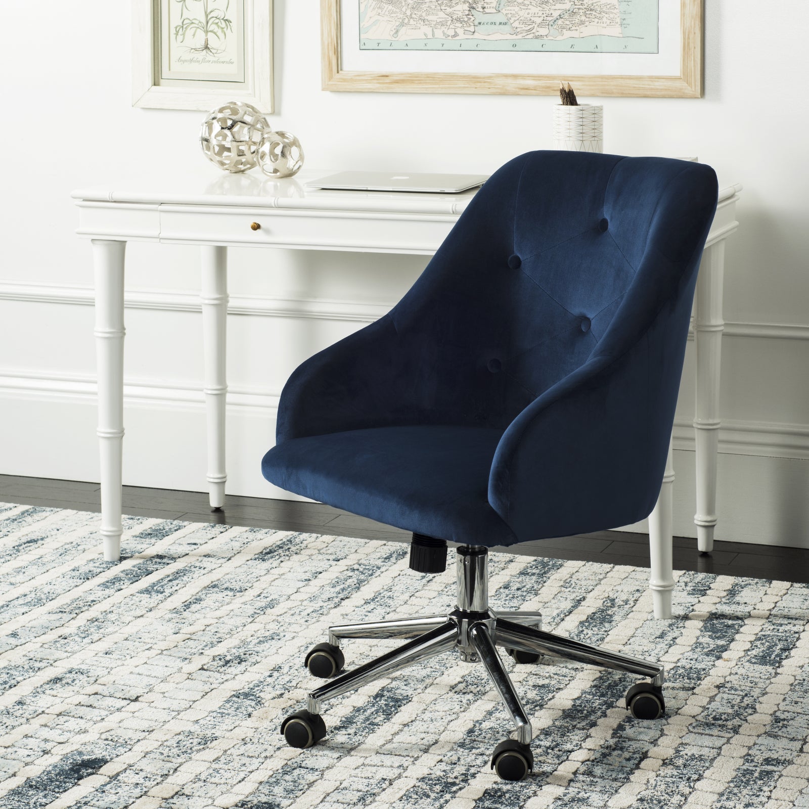 Silver velvet office online chair