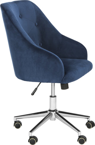 Safavieh Evelynn Tufted Velvet Chrome Leg Swivel Office Chair Navy and Furniture 