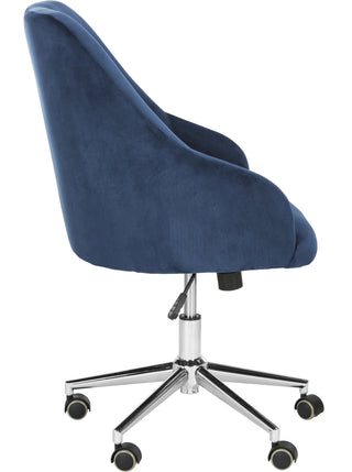 Safavieh Evelynn Tufted Velvet Chrome Leg Swivel Office Chair Navy and Furniture 