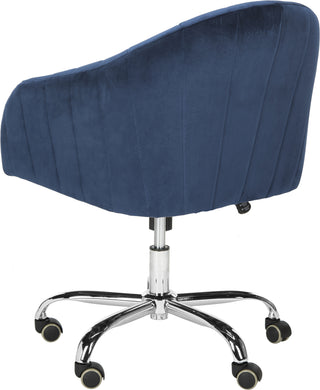 Safavieh Themis Velvet Chrome Leg Swivel Office Chair Navy and Furniture 