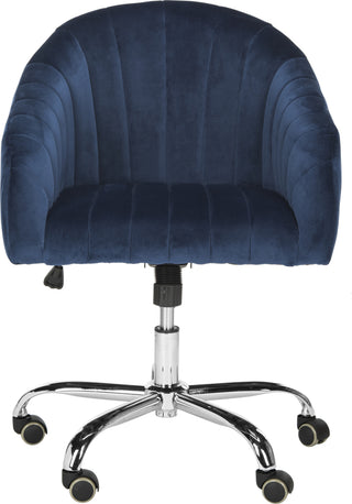 Safavieh Themis Velvet Chrome Leg Swivel Office Chair Navy and Furniture main image