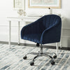 Safavieh Themis Velvet Chrome Leg Swivel Office Chair Navy  Feature