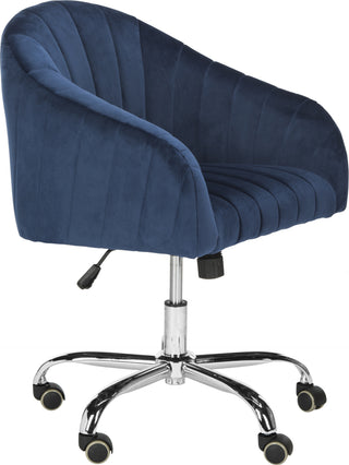 Safavieh Themis Velvet Chrome Leg Swivel Office Chair Navy and Furniture 