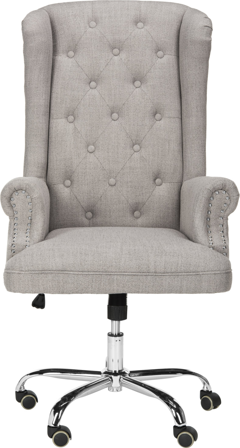 Safavieh Ian Linen Chrome Leg Swivel Office Chair Grey and Furniture main image