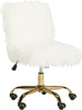Safavieh Whitney Faux Sheepskin Gold Leg Swivel Office Chair White and Furniture 