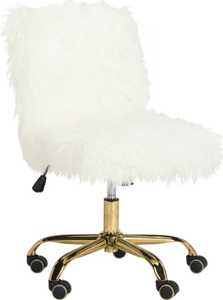 Safavieh Whitney Faux Sheepskin Gold Leg Swivel Office Chair White and Furniture 