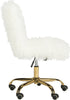 Safavieh Whitney Faux Sheepskin Gold Leg Swivel Office Chair White and Furniture 