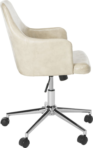 Safavieh Cadence Swivel Office Chair Beige and Chrome Furniture 