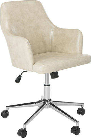 Safavieh Cadence Swivel Office Chair Beige and Chrome Furniture 