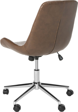 Safavieh Fletcher Swivel Office Chair Brown and Chrome Furniture 