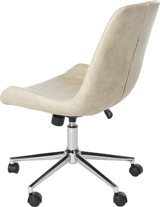 Safavieh Fletcher Swivel Office Chair Beige and Chrome Furniture 