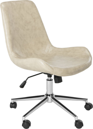 Safavieh Fletcher Swivel Office Chair Beige and Chrome Furniture 