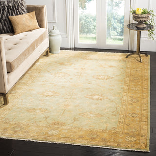 Safavieh Oushak OSH151 Light Blue/Gold Area Rug Room Scene Feature