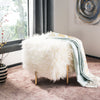 Safavieh Momina Faux Fur Square Ottoman White and Brass Furniture  Feature