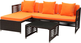 Safavieh Likoma Wicker 3 Pc Outdoor Set Brown/Orange/White Furniture 