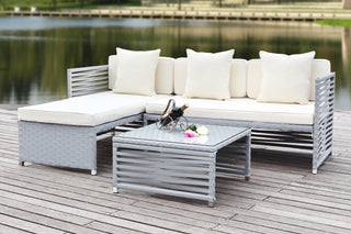 Safavieh Likoma Wicker 3 Pc Outdoor Set Grey/Beige/White Furniture  Feature