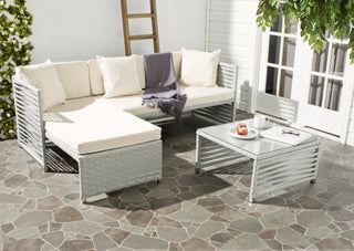 Safavieh Likoma Wicker 3 Pc Outdoor Set Grey/Beige/White Furniture 