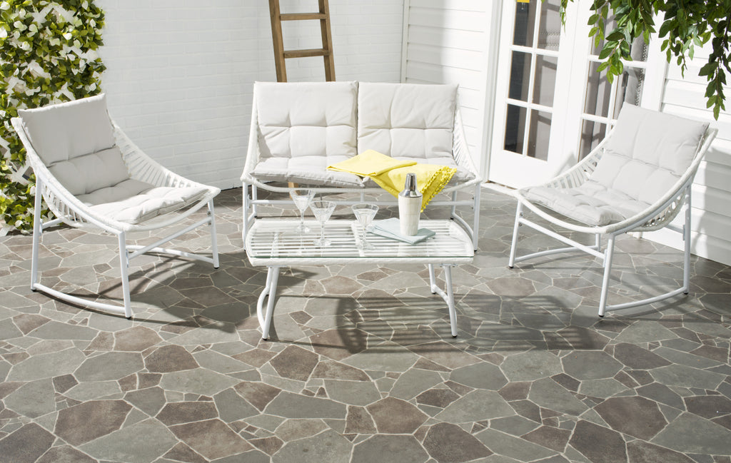 Safavieh Berkane 4 Pc Outdoor Set White/Grey Furniture  Feature