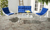 Safavieh Berkane 4 Pc Outdoor Set White/Navy Furniture 