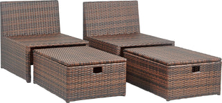 Safavieh Telford Rattan Outdoor Sette And Storage Ottoman With Red Accent Pillows Brown/Tan/Red Furniture 