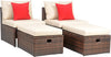 Safavieh Telford Rattan Outdoor Sette And Storage Ottoman With Red Accent Pillows Brown/Tan/Red Furniture 
