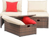 Safavieh Telford Rattan Outdoor Sette And Storage Ottoman With Red Accent Pillows Brown/Tan/Red Furniture 