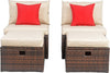 Safavieh Telford Rattan Outdoor Sette And Storage Ottoman With Red Accent Pillows Brown/Tan/Red Furniture main image