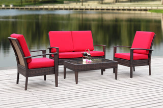 Safavieh Myers 4 Pc Outdoor Set Brown/Red Furniture 