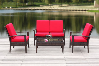 Safavieh Myers 4 Pc Outdoor Set Brown/Red Furniture 