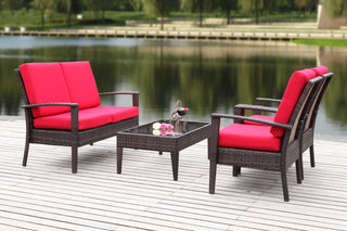 Safavieh Myers 4 Pc Outdoor Set Brown/Red Furniture 