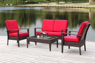 Safavieh Myers 4 Pc Outdoor Set Brown/Red Furniture 