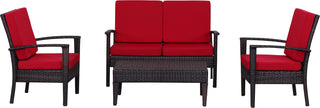 Safavieh Myers 4 Pc Outdoor Set Brown/Red Furniture Main