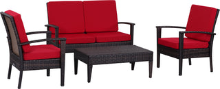 Safavieh Myers 4 Pc Outdoor Set Brown/Red Furniture 