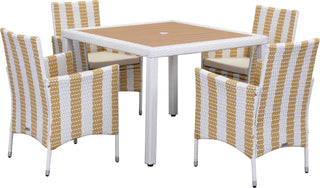 Safavieh Frazier 5 Pc Outdoor Set Gold/White Furniture 