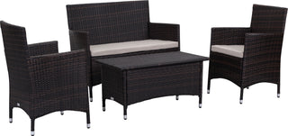 Safavieh Figueroa 4 Pc Outdoor Set Brown/Sand Furniture 