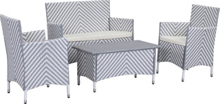 Safavieh Figueroa 4 Pc Outdoor Set Grey/White Furniture 