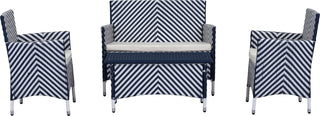 Safavieh Figueroa 4 Pc Outdoor Set Navy/White Furniture Main