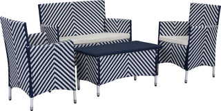 Safavieh Figueroa 4 Pc Outdoor Set Navy/White Furniture 