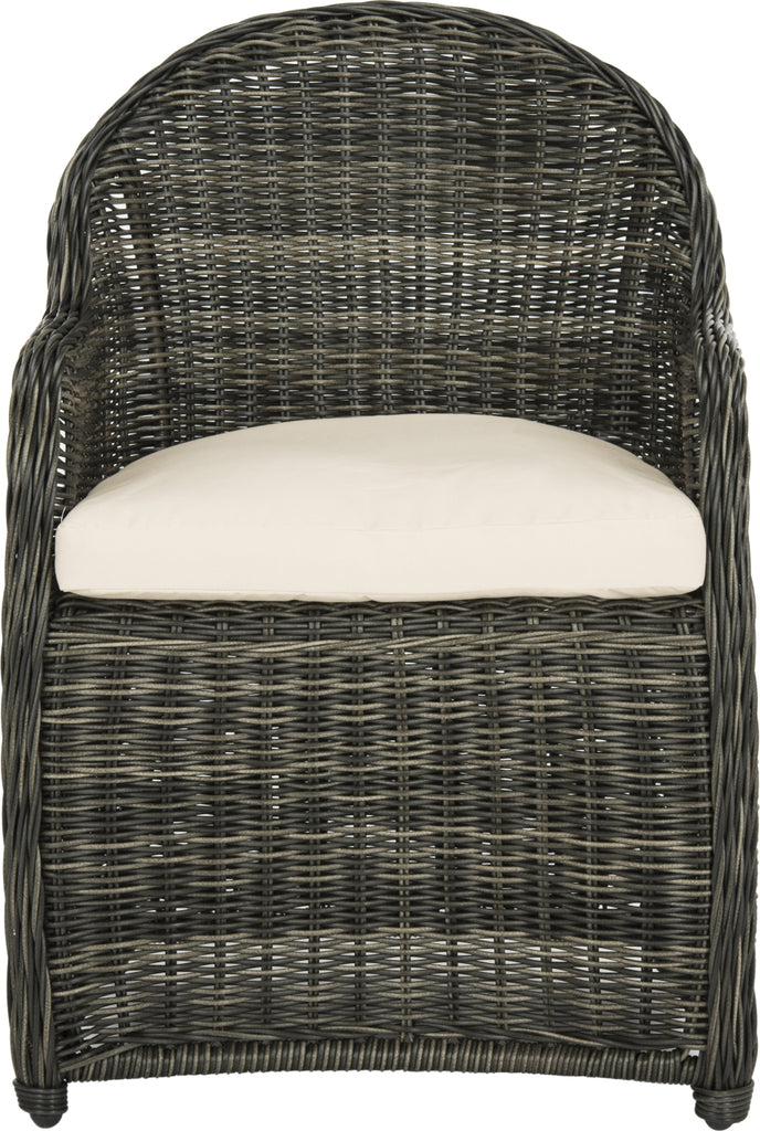 Safavieh Newton Wicker Arm Chair With Cushion Grey/Beige Furniture main image