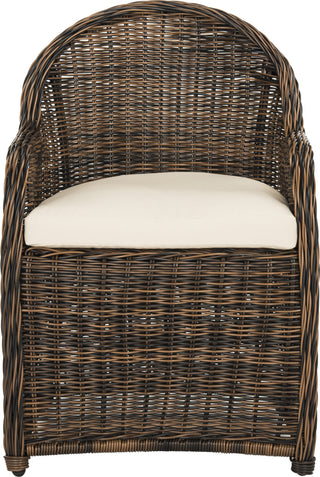 Safavieh Newton Wicker Arm Chair With Cushion Brown/Beige Furniture main image