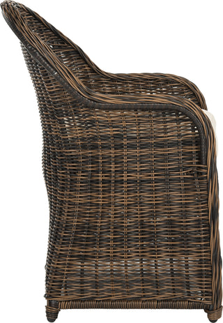 Safavieh Newton Wicker Arm Chair With Cushion Brown/Beige Furniture 