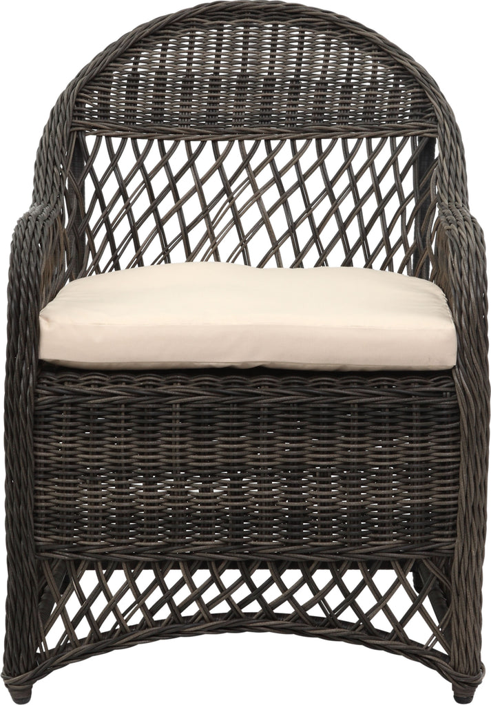 Safavieh Davies Wicker Arm Chair With Cushion Grey/Beige Furniture main image