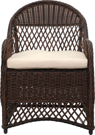 Safavieh Davies Wicker Arm Chair With Cushion Brown/Beige Furniture main image