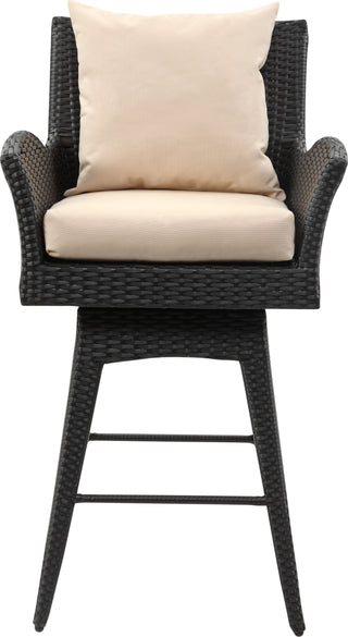 Safavieh Hayes Outdoor Wicker Swivel Armed Counter Stool Black/Beige Furniture main image