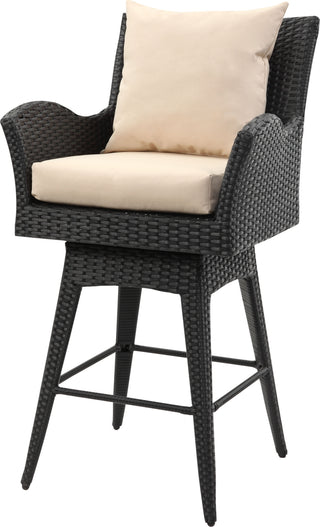 Safavieh Hayes Outdoor Wicker Swivel Armed Counter Stool Black/Beige Furniture 