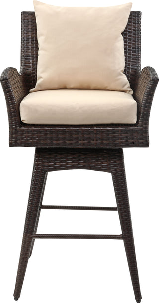 Safavieh Hayes Outdoor Wicker Swivel Armed Counter Stool Brown/Beige Furniture main image