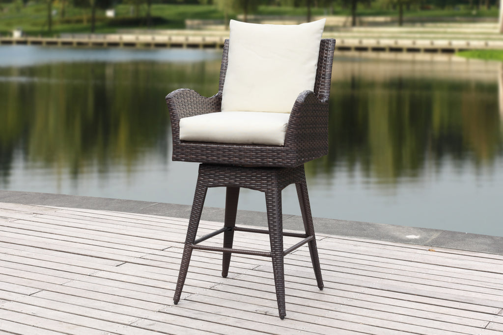Safavieh Hayes Outdoor Wicker Swivel Armed Counter Stool Brown/Beige Furniture  Feature