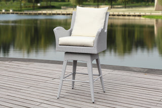 Safavieh Hayes Outdoor Wicker Swivel Armed Counter Stool Grey/Beige Furniture  Feature